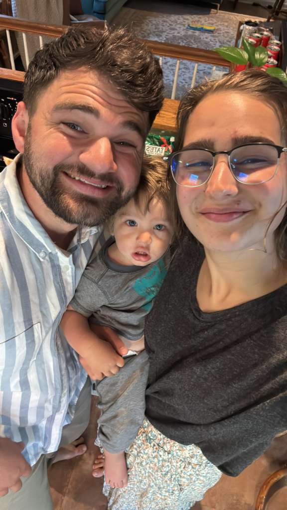 Garrison Miller with his wife Rachelle and son Peter at home in Ephrata, PA
