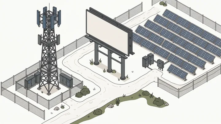 Illustration of infrastructure assets such as towers and bridges