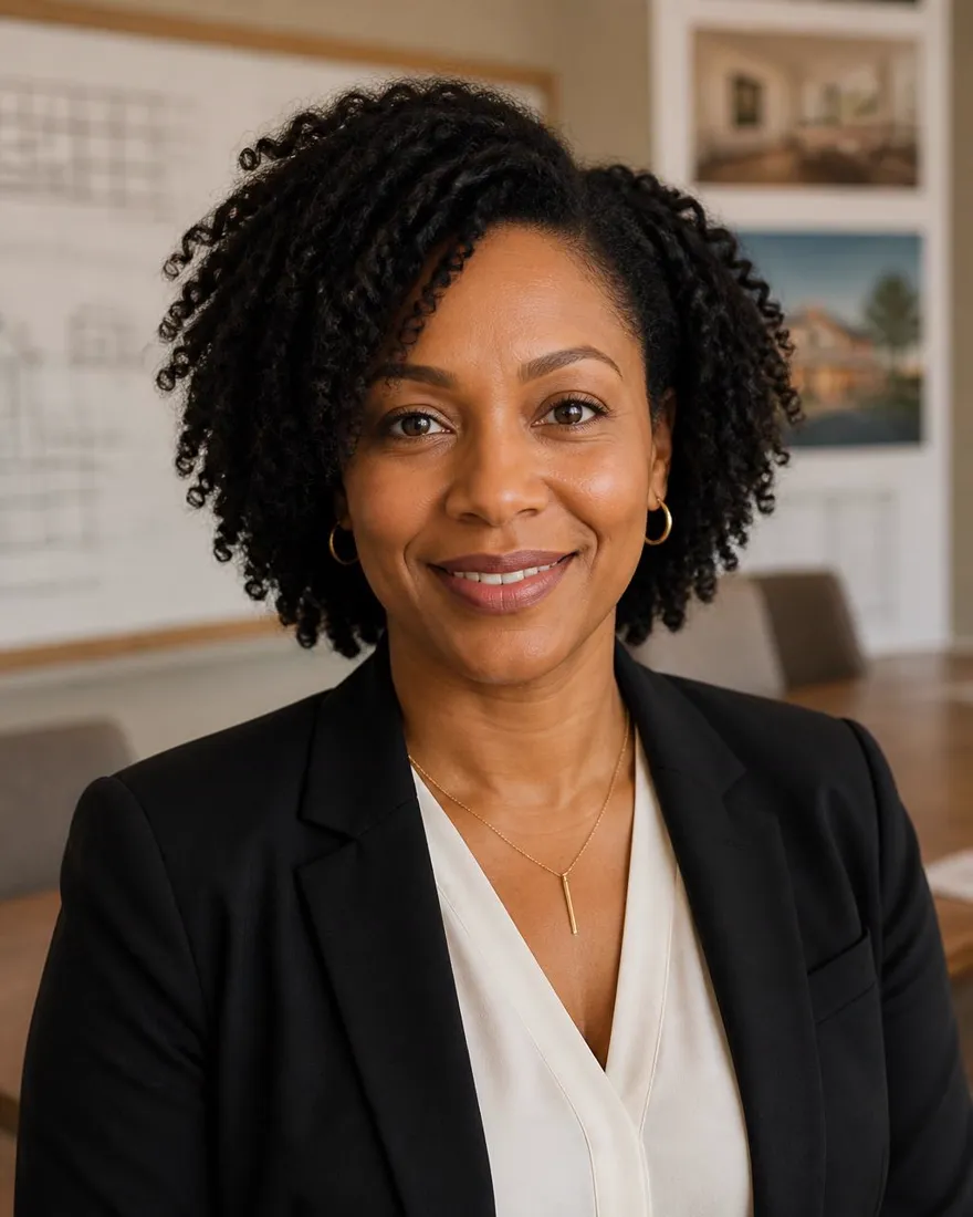 Portrait of Tasha Greene, Director of People and Safety at Black Pine Builders — a fictional person created for this sample